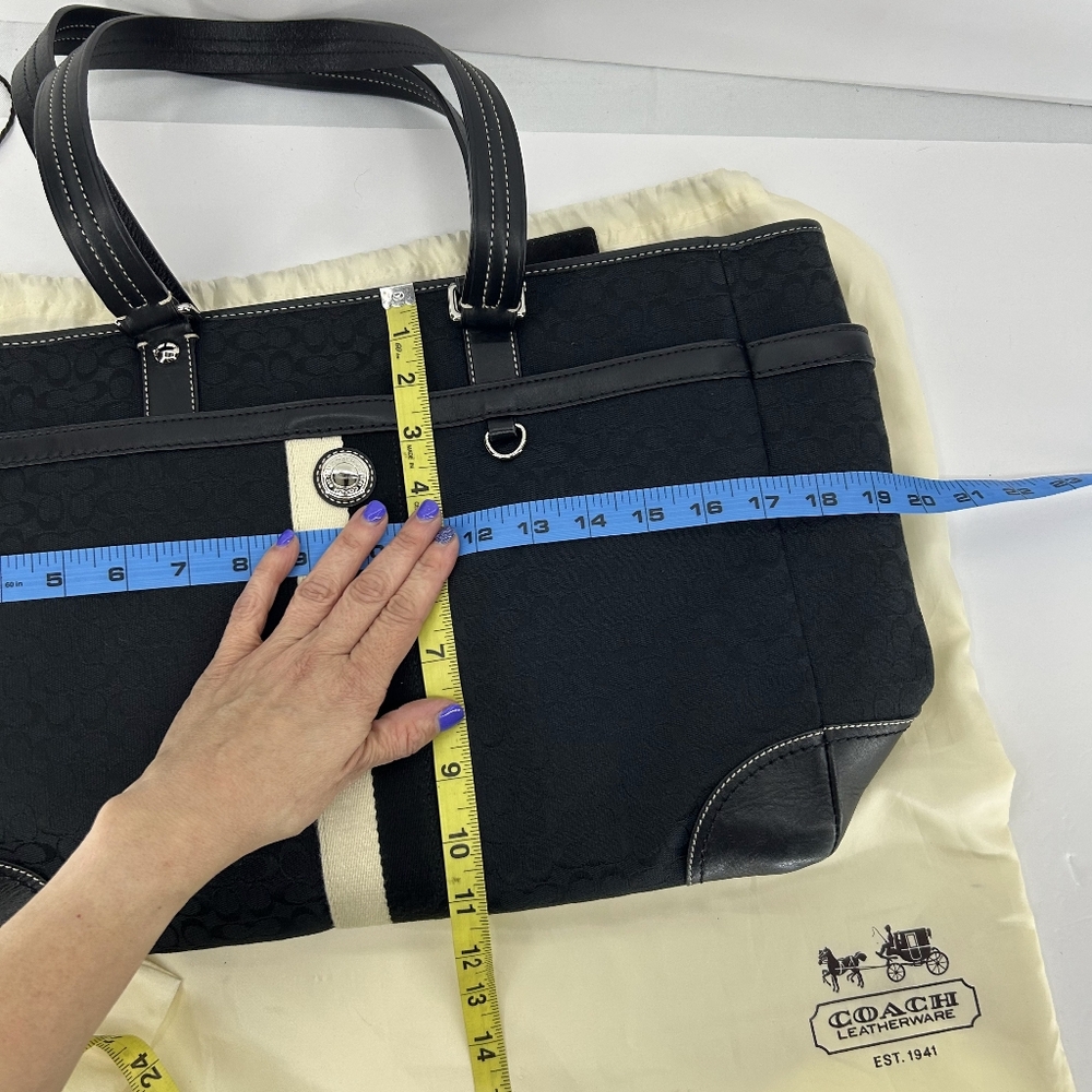 Coach Women's Black Canvas & Leather Tote Bag with Dust Bag EUC - Picture 16 of 16